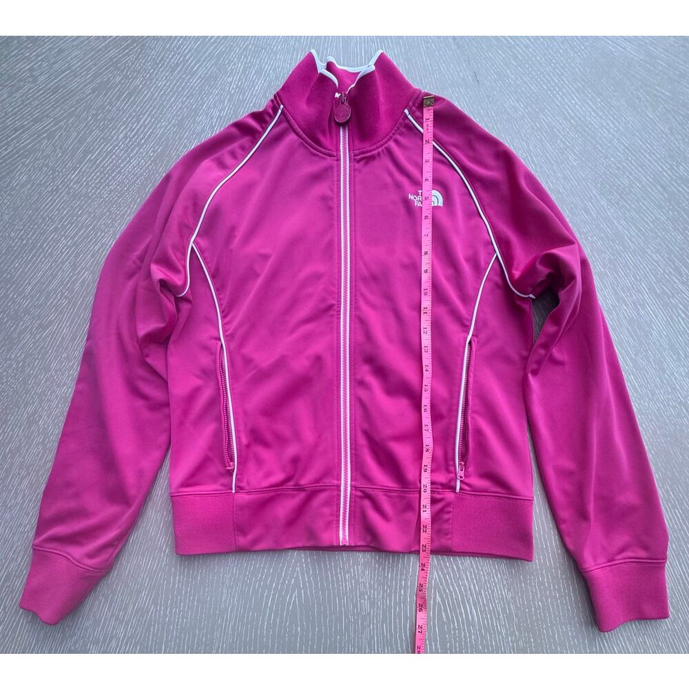 The North Face Womens L Track Jacket Pink White Piping Activewear Flaws Read - Picture 2 of 8